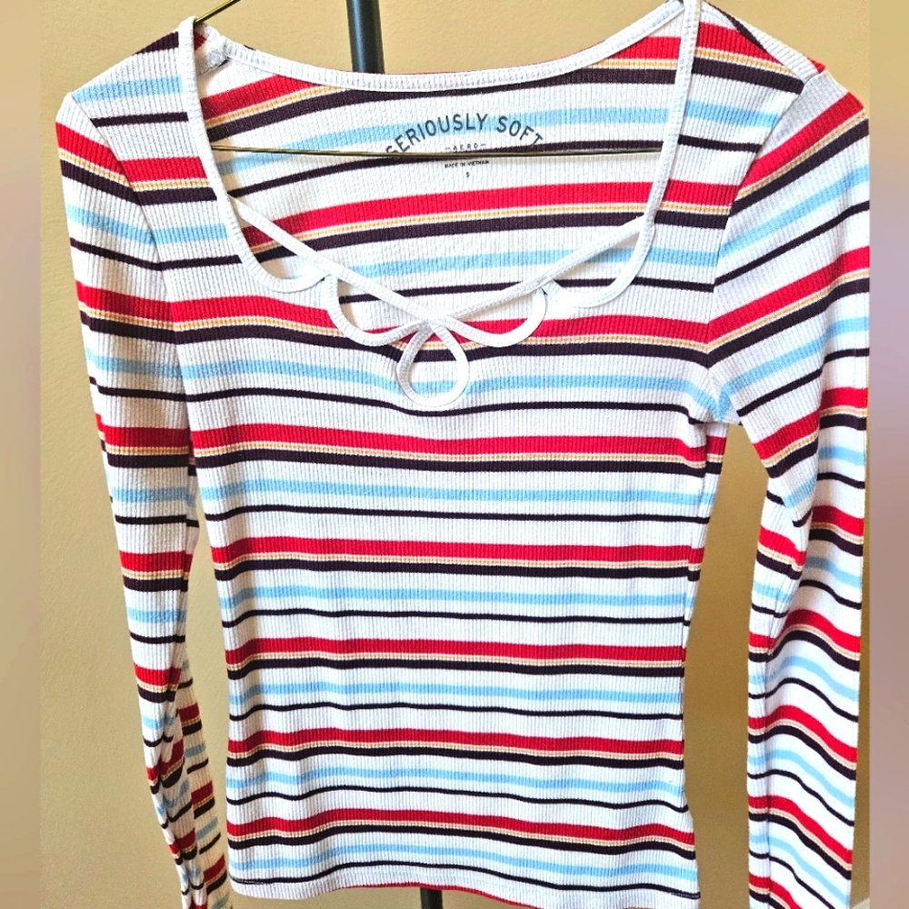 Striped Women's Top - Red, White, Blue